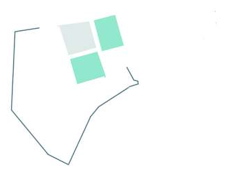 Massing strategy one: initial blocks on the site.
