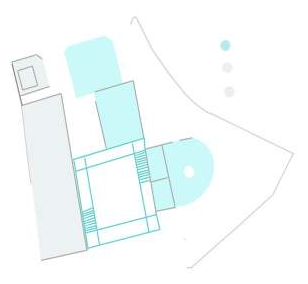 Massing strategy three: first-floor plan and circulation.